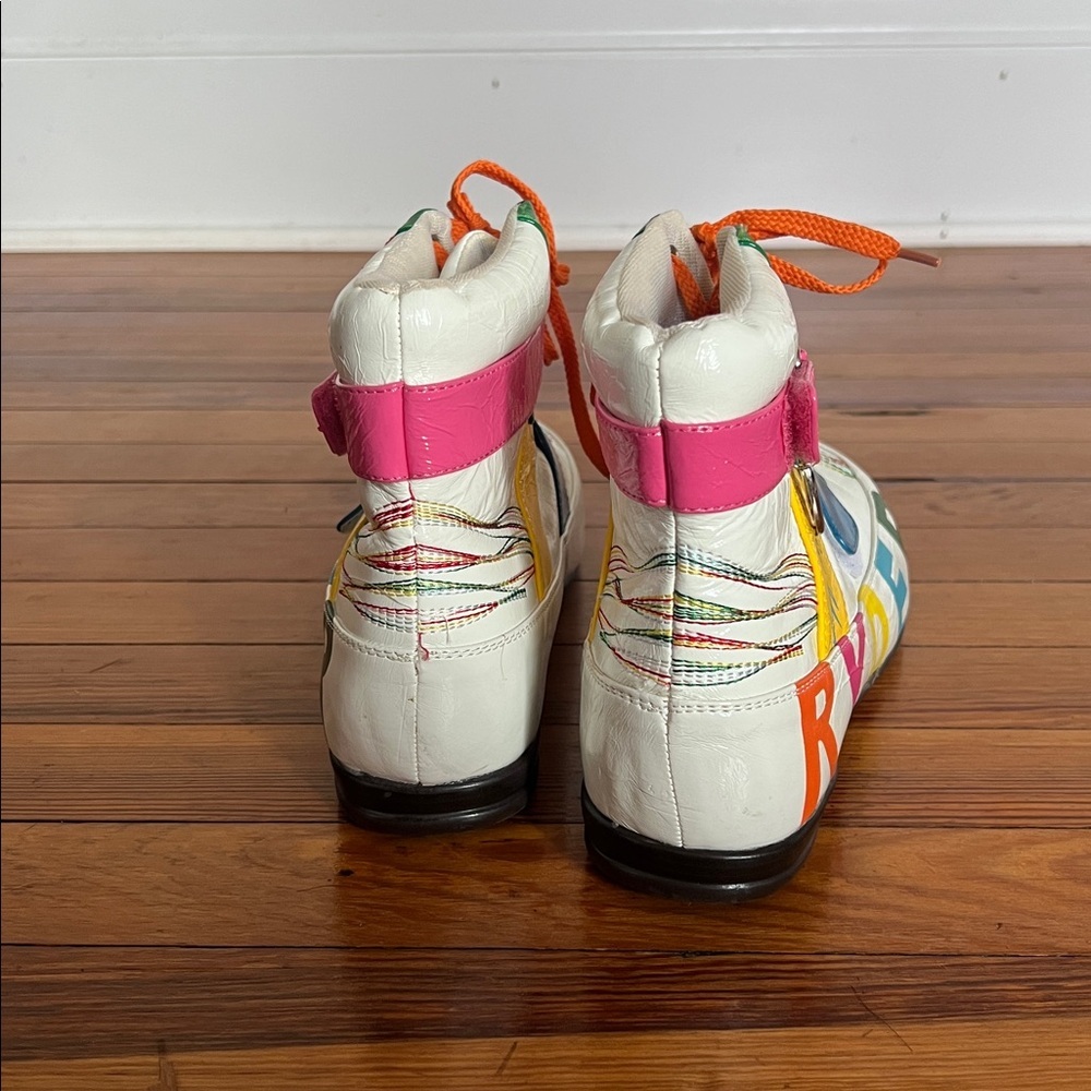 Statement RYD Multicolored High Top Sneakers - Rainbow Retro Vibe Size 10 - Picture 6 of 10